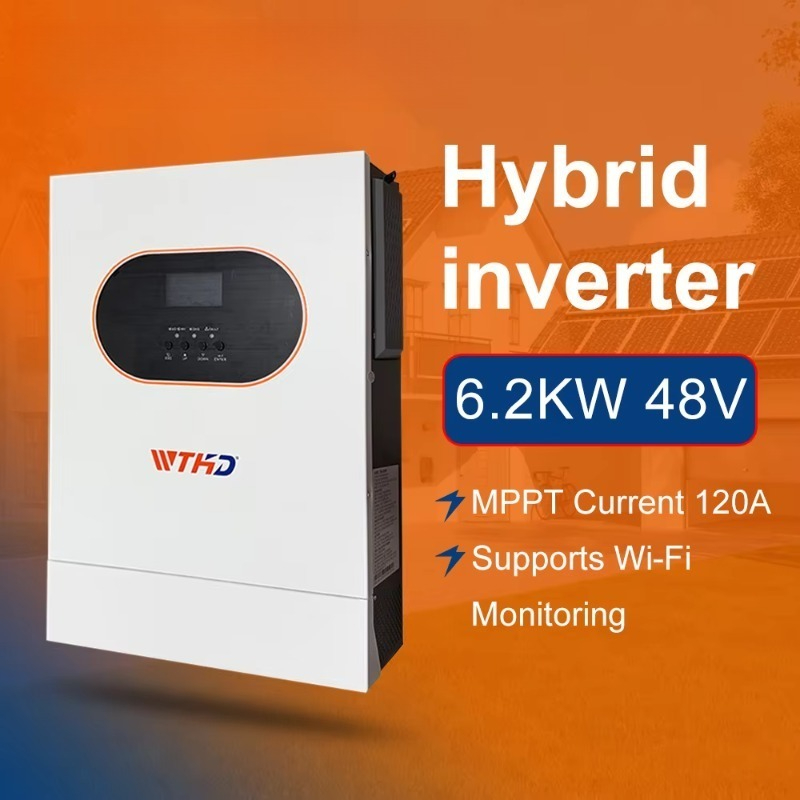 Pure Sine Wave Inverter - อินเวอร์เตอร์พลังงานแสงอาทิตย์แบบไฮบริด 6.2 กิโลวัตต์ เฟสเดียว สำหรับระบบออฟกริด 48