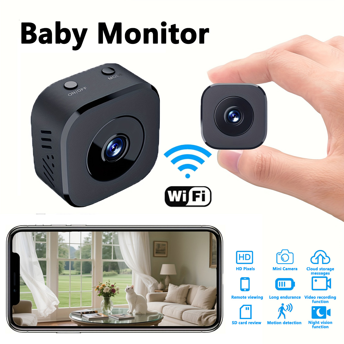 Renewable Energy Battery - 1080P HD Mini WiFi กล้องความปลอดภัยในร่มการเฝ้าระวังความปลอดภัย Baby