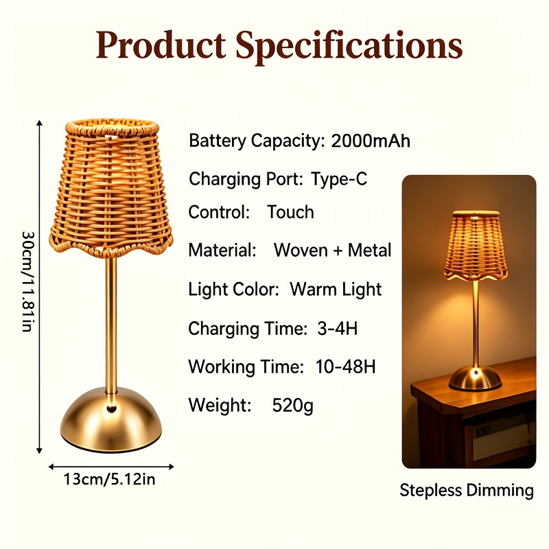 โคมไฟตั้งโต๊ะสไตล์โบฮีเมียนทำจ - Renewable Energy Battery บทวิจารณ์และราคา